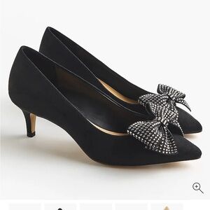 NWT JCrew Black Rhinestone Kitten Heels